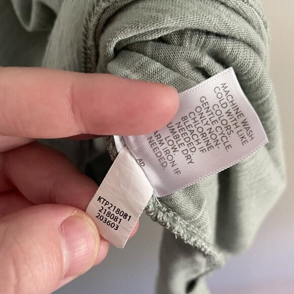 J.Jill Women M Green Cotton Modal Slub Crochet Trim V-Neck 3/4 Sleeves Tunic Top - Picture 10 of 11